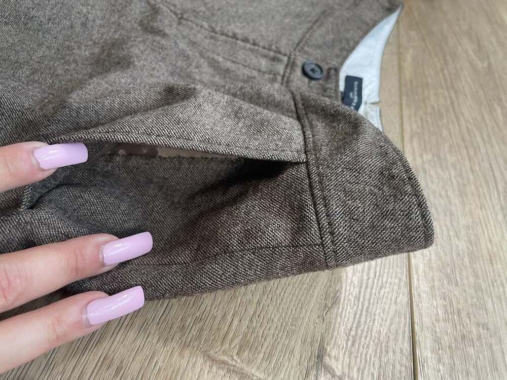 Banana Republic Ryan Fit Stretch Brown Tweed Cuffed Cropped Pants Size 6 - Picture 7 of 11